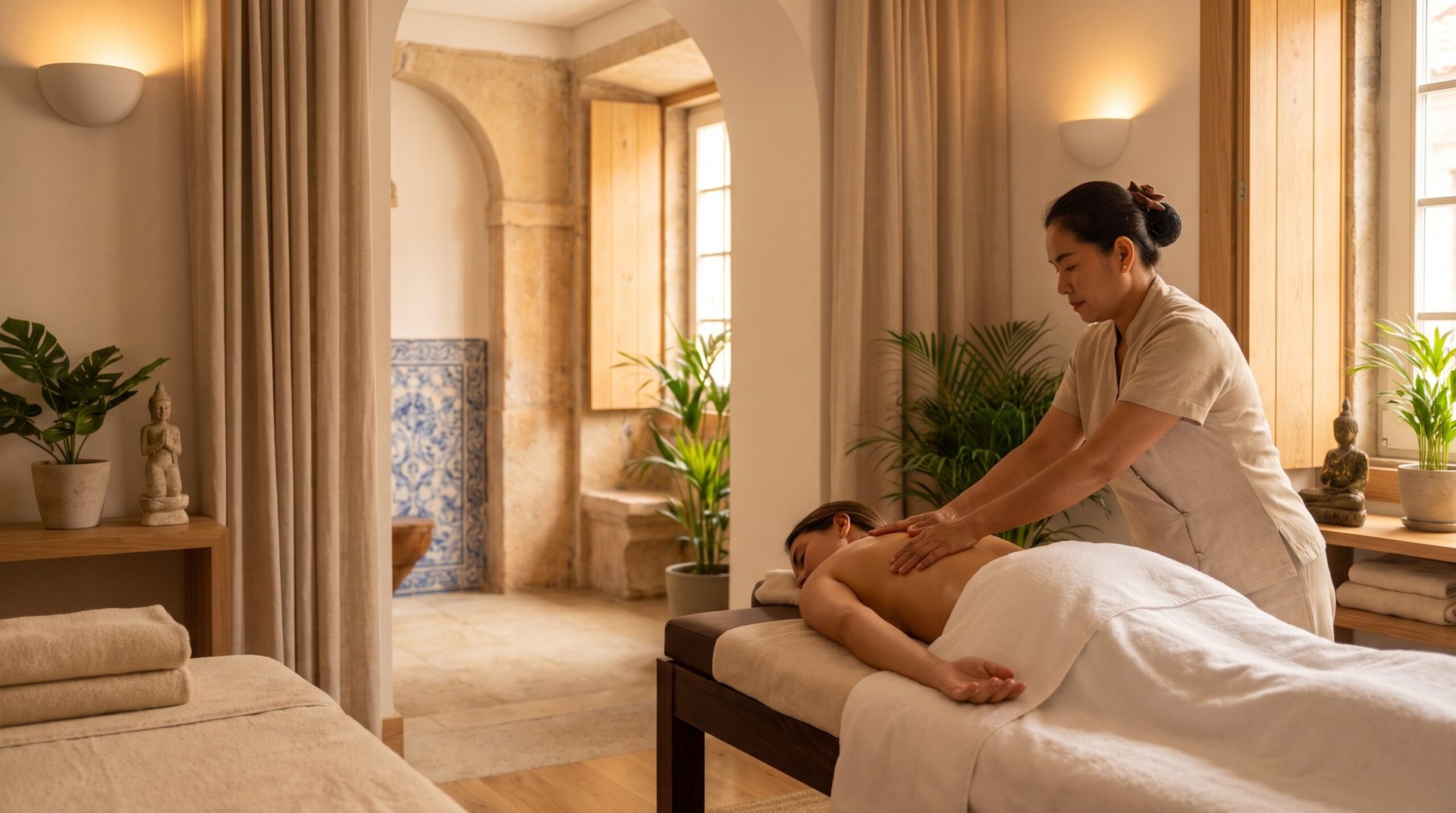 Massage Near Rossio, Lisbon: Thai Massage and Spa Guide | Thai Gold Massage Calm Thai massage room near Rossio square in central Lisbon